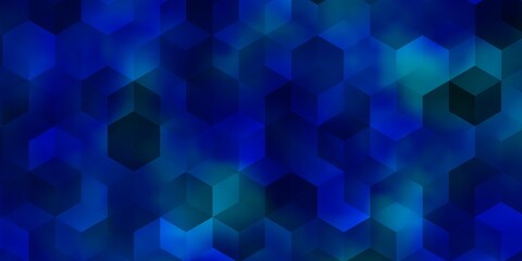 Obraz premium Dark BLUE vector background with hexagons.
