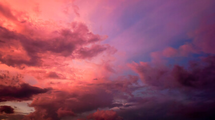 Evening sky and amazing red clouds.