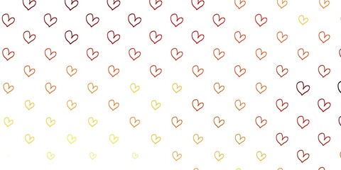Light Orange vector texture with lovely hearts.