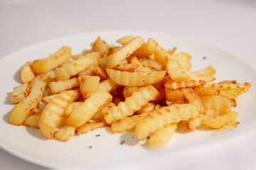 Chips, chrinkle chips cooked, french fries food
