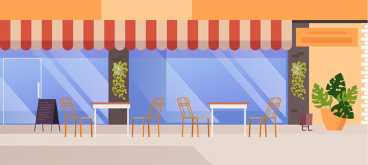 Street cafe interior concept. Vector flat graphic design illustration