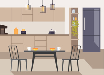 Modern kitchen interior concept. Vector flat graphic design illustration