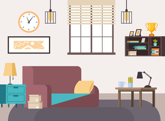Home living room interior concept. Vector flat graphic design illustration