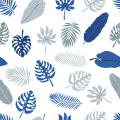 Fototapeta na wymiar Tropical seamless pattern with palm leaves. Texture design for fabric, wrapping paper, textile or wallpaper
