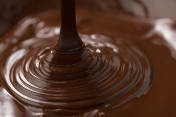 poured melted dark chcolate background closeup