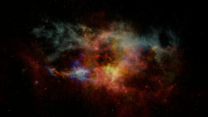 Space background with nebula and shining stars. Colorful magic color cosmos with galaxy stardust...