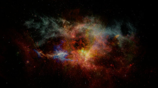 Space background with nebula and shining stars. Colorful magic color cosmos with galaxy stardust and milky way. Infinite universe and starry night. Elements of this image furnished by NASA. © elen31