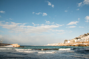 Santa Maria al Bagno after a exceptional snowfall, Salento, Italy