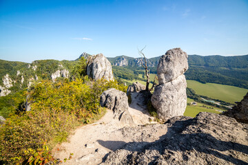 Sulov rocks are famous touristic destination near small city Bytca, Slovakia - 354132933
