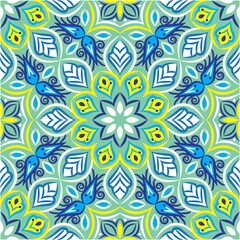 Ornamental mandala design abstract background. Seamless pattern with flowers