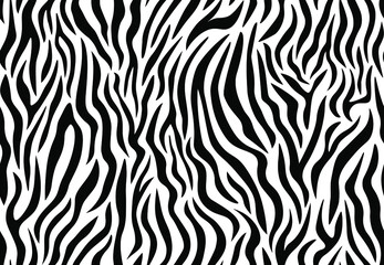 Fototapeta na wymiar Zebra seamless pattern. Animal skin tiger stripes, abstract backdrop with irregular shapes. Trendy texture for textile, fabric, print, wallpaper, wrapping. Vector illustration