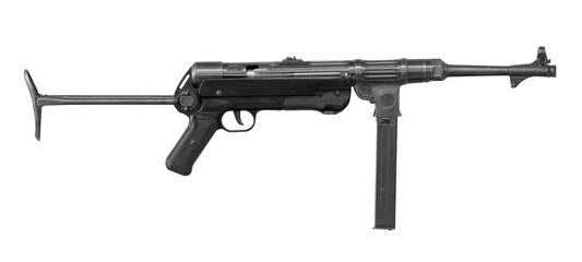 MP-40 German submachine gun isolated on white background. World War II german weapon.