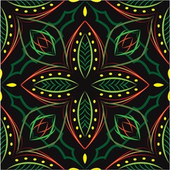Ornamental mandala design abstract background. Seamless pattern with flowers