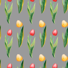 seamless pattern, watercolor illustration, flowers and tulip patterns, for wedding design, wallpaper ornament, wrapping paper, scrapbooking