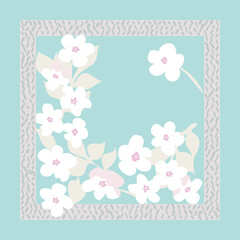 Floral trendy background for scarf print, textile, covers, surface, scrapbooking, decoupage. Bandana, pareo, home textile design