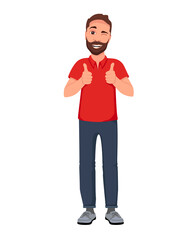 Men thumbs up. Cartoon character vector illustration. 