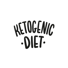 Ketogenic diet hand drawn lettering words for overlay, print. Typographic sign keto diet for packaging, menu.