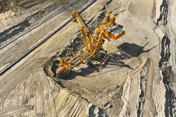 Bucket-wheel excavator for surface mining in a lignite quarry, Heavy industry. 