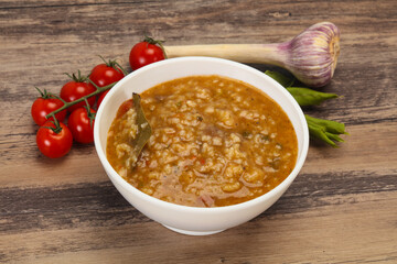 Caucasian Kharcho soup with beef meat