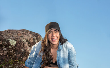 Naklejka premium Beautiful girl on the nature. Park. Travel.