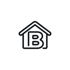Letter B In House Icon Vector Design Template
