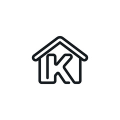 Letter K In House Icon Vector Design Template