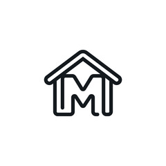 Letter M In House Icon Vector Design Template