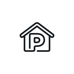 Letter P In House Icon Vector Design Template
