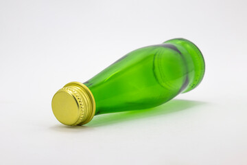 Green bottle isolated on white with clipping path