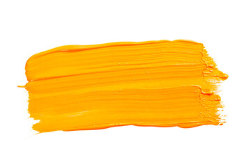 Orange yellow brush stroke isolated on white background. Orange abstract stroke. Colorful watercolor brush stroke.