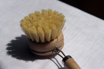 Eco bamboo clean brush. Zero waste, Plastic free. Sustainable lifestyle concept.