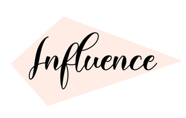 Influence word handwritten with custom calligraphy. Creative Word for logotype, badge, icon, card, postcard, logo, banner with colorful Stars and Swoosh Vector Illustration Design.