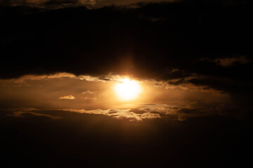 Sunset cloud formations in the sky.