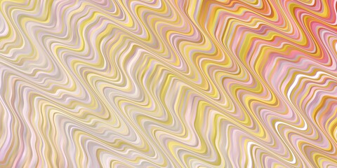 Light Pink, Yellow vector background with curves. Colorful geometric sample with gradient curves.  Pattern for booklets, leaflets.