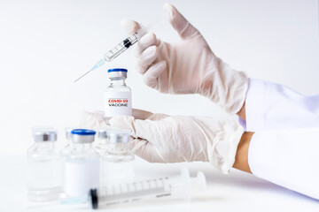 Fototapeta premium Development and creation of a coronavirus vaccine COVID-19.