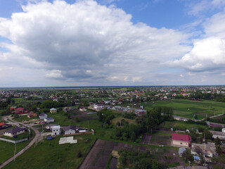 Fototapeta na wymiar Aerial view of the saburb landscape (drone image). Kiev Region,Ukraine