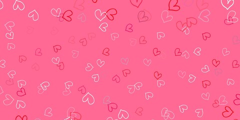 Light Red vector background with Shining hearts.