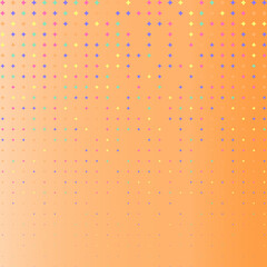 Orange color minimal abstract background with colorfull four points stars and gradients. Halftone texture. Can be used for landing pages, posters, brochures, flyers, ads, banners, promotions.