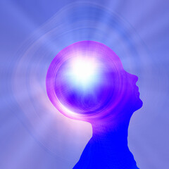 Light in human head. 3D rendering