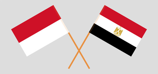 Crossed flags of Egypt and Indonesia