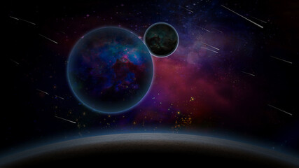 Obraz na płótnie Canvas Exoplanets near arid planet
