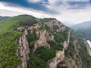 Fototapeta na wymiar created by dji camera mountains, Bulgaria, iskarsko defile, river, nature, ravine