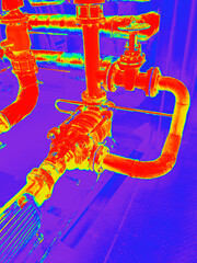 Infrared heat dissipation. Inspection of industrial pipelines.