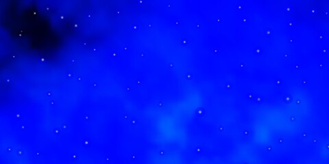 Dark BLUE vector background with small and big stars. Colorful illustration with abstract gradient stars. Pattern for new year ad, booklets.