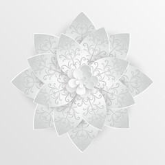 White roses cut from paper. Vector illustration.