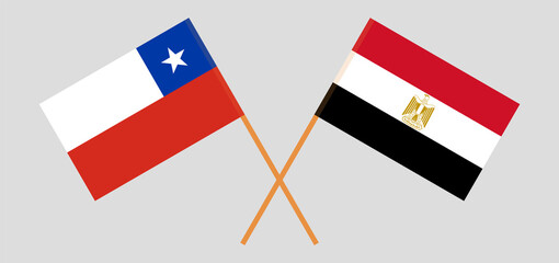 Crossed flags of Egypt and Chile