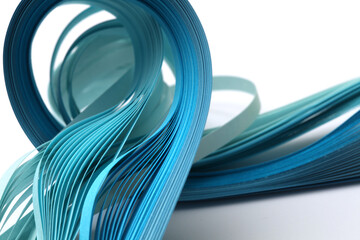 Abstract blue (turquoise) color strip wave paper background.
