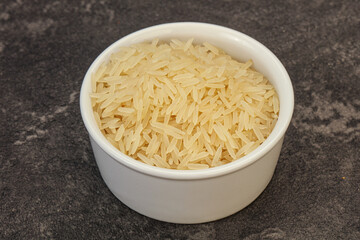Raw basmati rice in the bowl