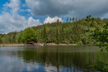 Bily Halstrov reservoir in west Bohemia in spring sunny fresh day