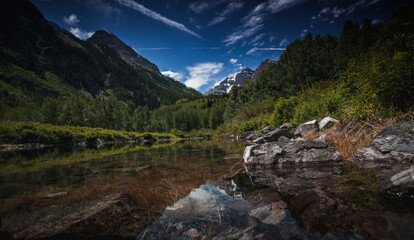 Maroon Bells Colorado on a clear summer day